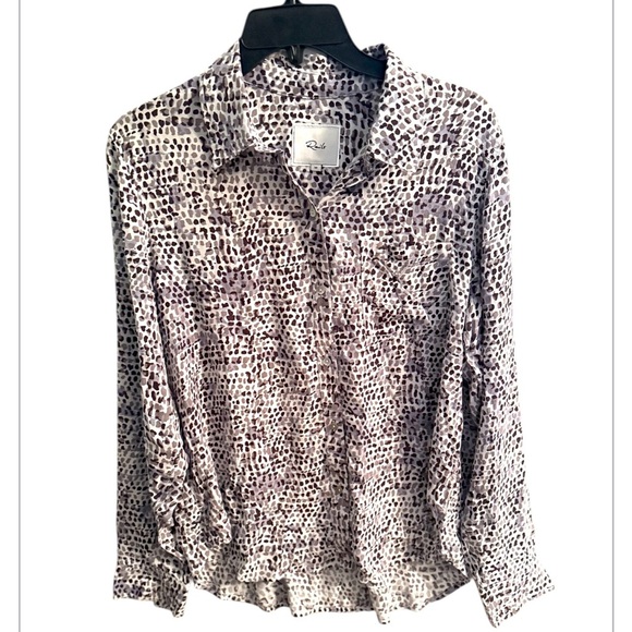 NWOT Rails Josephine Charcoal Watercolor Cheetah Animal Print Button-Up Blouse M - Picture 7 of 12